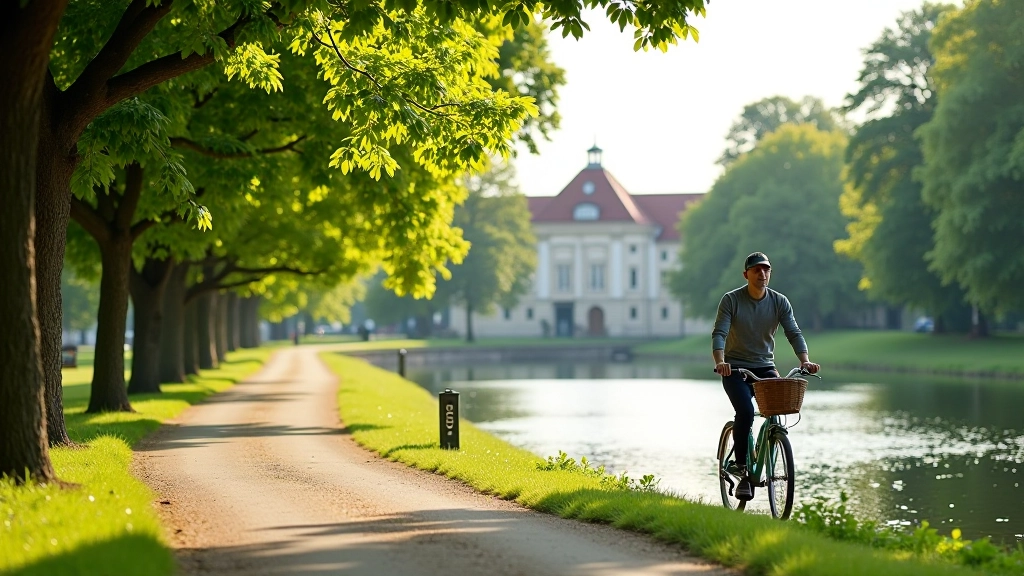 Tartu Emajõe kallakiri, vanad puud, valged ummistusmärgid jalgrattateele